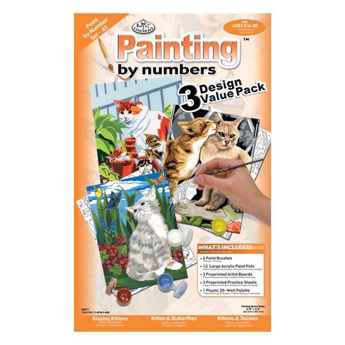 Malen nach Zahlen Junior Katzen 22,2x29,8 cm 1 Pack, = 3 Bilder Pracht Creatives Hobby