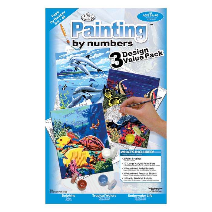 Malen nach Zahlen Junior Leben im Ozean 22,2x29,8 cm 1 Pack, = 3 Bilder Pracht Creatives Hobby