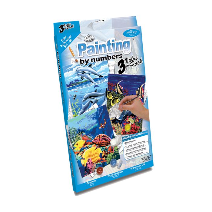 Malen nach Zahlen Junior Leben im Ozean 22,2x29,8 cm 1 Pack, = 3 Bilder Pracht Creatives Hobby