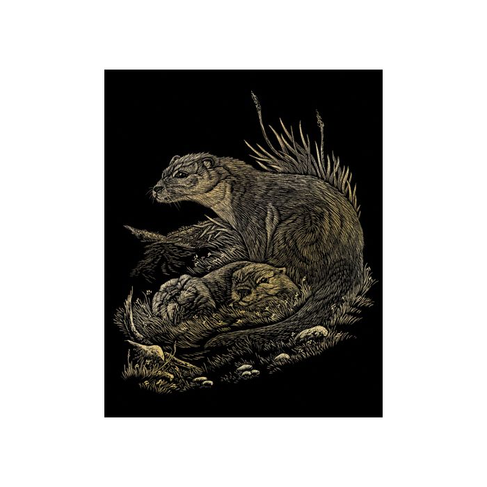 Kratzbilder Otter goldfarbig 20,3x25,4 cm 4674-20311 4016490820215  