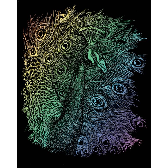 Kratzbilder Pfau rainbow 20,3x25,4 cm 4674-20331 4016490740384  