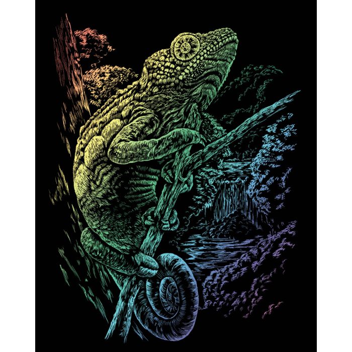 Kratzbilder Chamäleon rainbow 20,3x25,4 cm