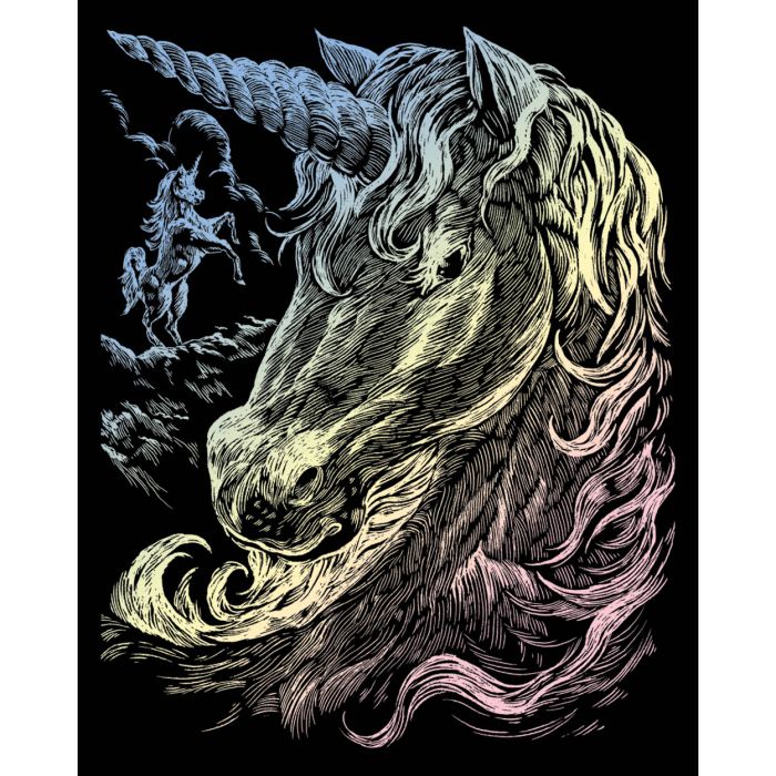 Kratzbilder Einhorn Hologramm 20,3x25,4 cm