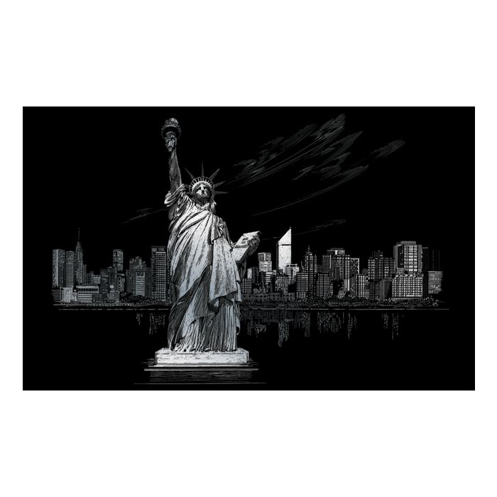 Kratzbilder Freiheitsstatue silberfarbig 28,6x39 cm, Bild 4 von 4