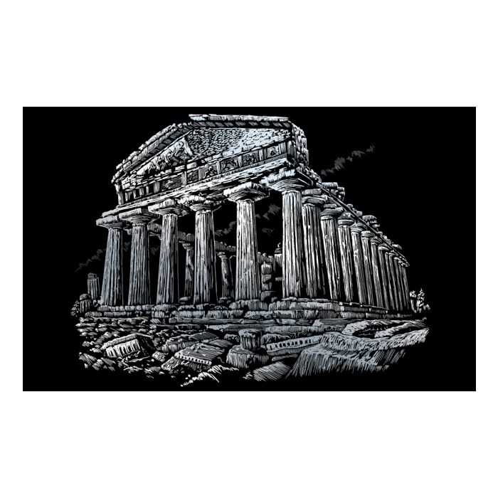 Kratzbilder Parthenon silberfarbig 28,6x39 cm