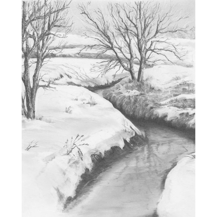 Skizzieren leicht gemacht Winterfluss 28,5x22 cm