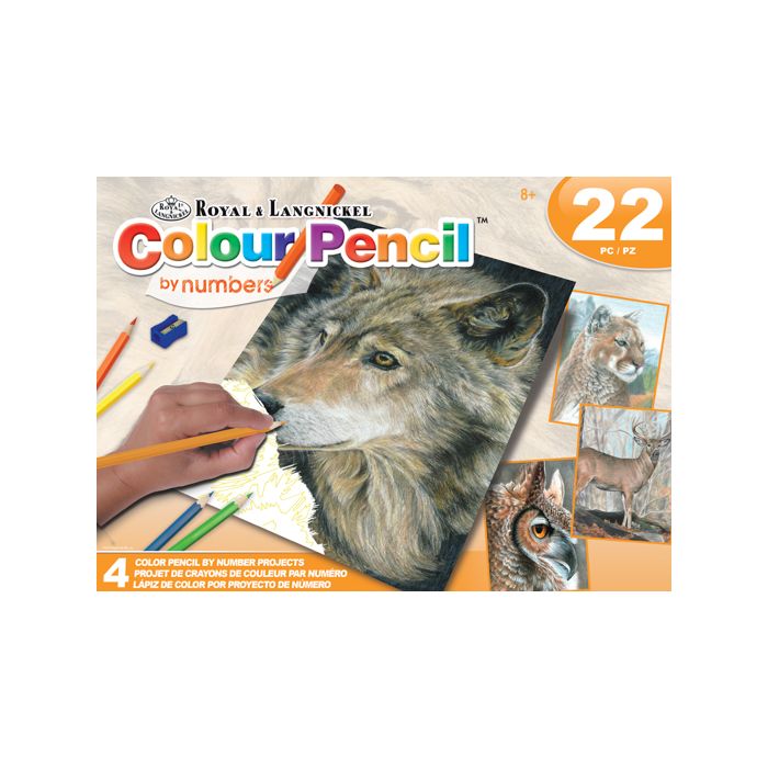 Malen nach Zahlen Buntstifte, Wildtiere 25,4x20,3 cm 1 Pack. = 4 Bilder 4677-25011 4016490820314  