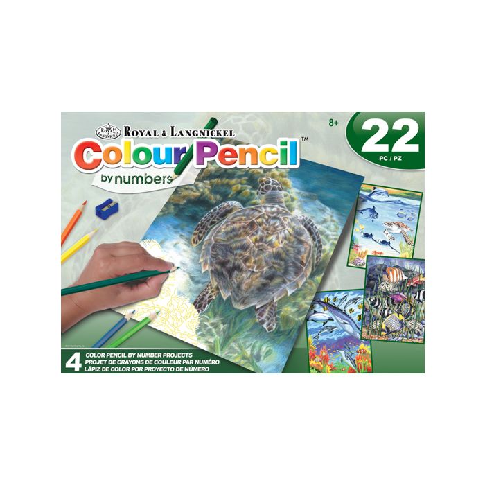 Malen nach Zahlen Buntstifte, Meerestiere 25,4x20,3 cm 1 Pack. = 4 Bilder 4677-25031 4016490820390  