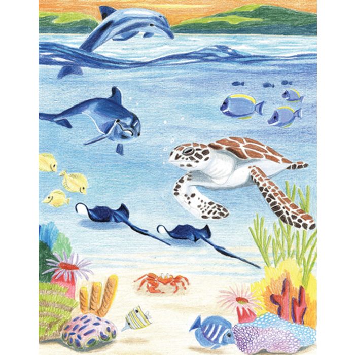 Malen nach Zahlen Buntstifte, Meerestiere 25,4x20,3 cm 1 Pack. = 4 Bilder 4677-25031 4016490820390  