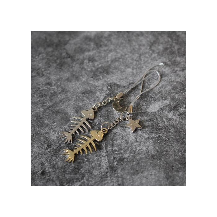 Anhänger Fische FISCHGRÄTE 2-tlg. platin-goldfb. taschenanhänger
