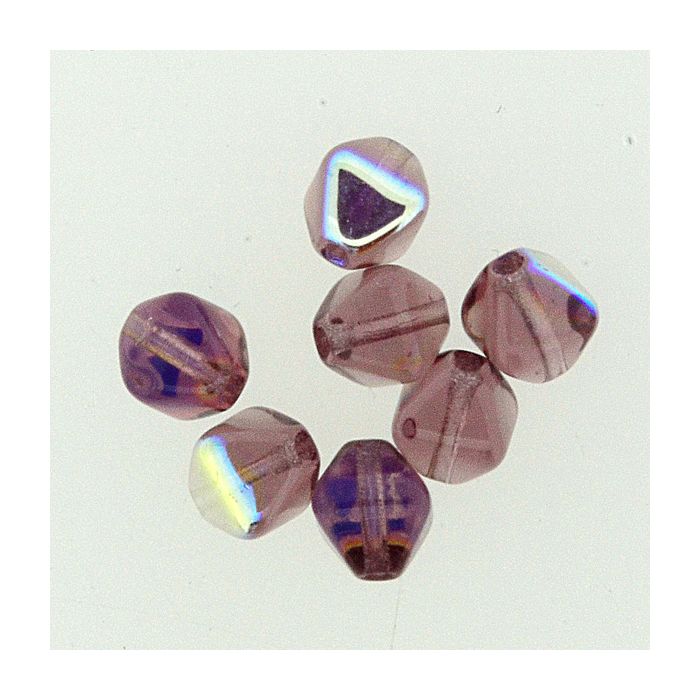 Glasperle Pyramide amethyst AB 6 mm Lochgröße 0,8 mm