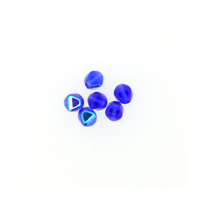 Glasperle Pyramide dunkelblau AB 6 mm Lochgröße 0,8 mm