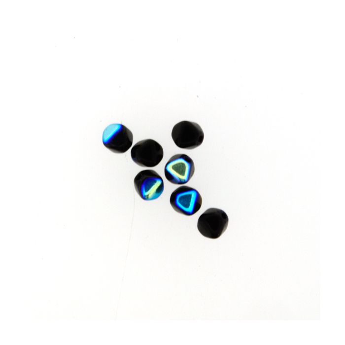 Glasperle Pyramide schwarz AB 6 mm Lochgröße 0,8 mm