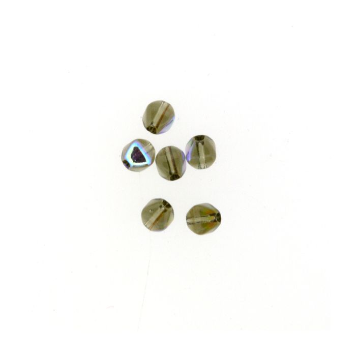 Glasperle Pyramide rauchgrau AB 6 mm Lochgröße 0,8 mm