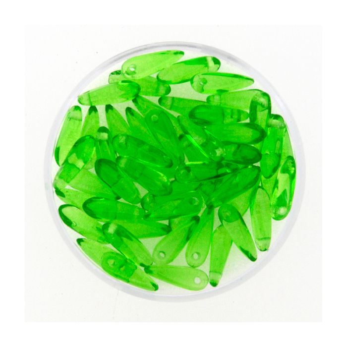 Glastropfen hellgrün 11x3 mm Lochgröße 0,8 mm
