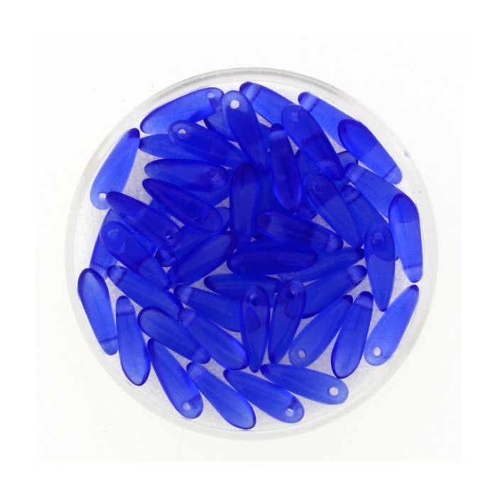 Glastropfen dunkelblau 11x3 mm Lochgröße 0,8 mm