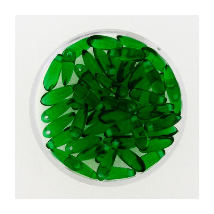 Glastropfen dunkelgrün 11x3 mm Lochgröße 0,8 mm