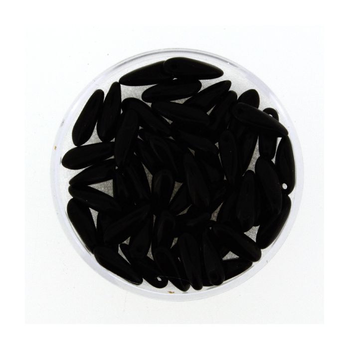 Glastropfen schwarz 11x3 mm Lochgröße 0,8 mm