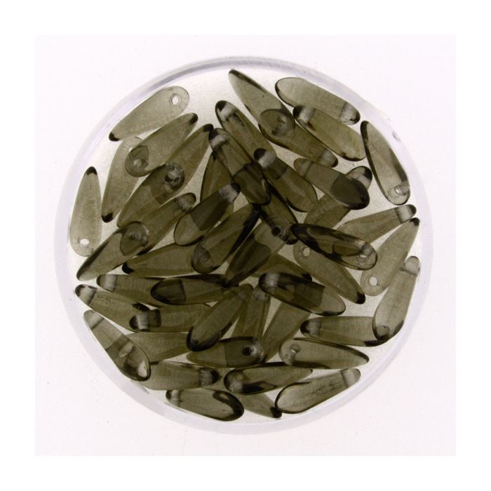 Glastropfen rauchgrau 11x3 mm Lochgröße 0,8 mm