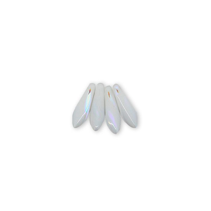 Dagger Beads sattweiß AB 16x5 mm Lochgröße 0,8 mm