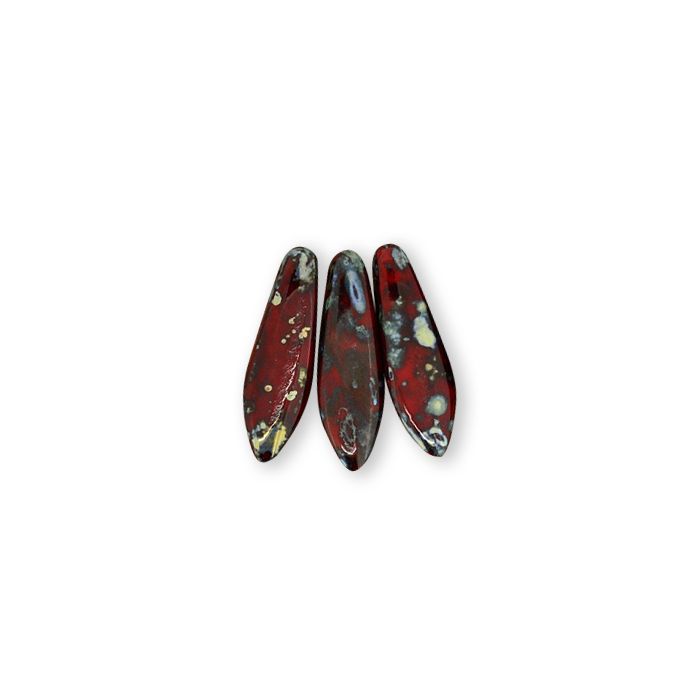 Dagger Beads dunkelrot grau 16x5 mm Lochgröße 0,8 mm
