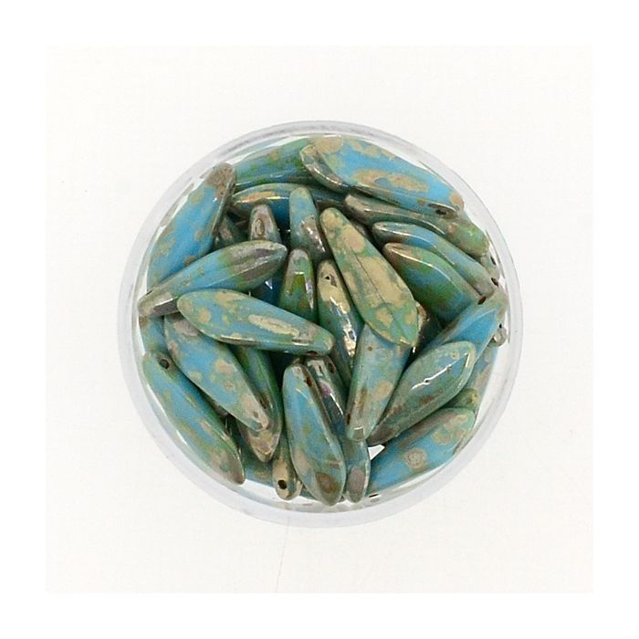 Dagger Beads türkis grau 16x5 mm Lochgröße 0,8 mm