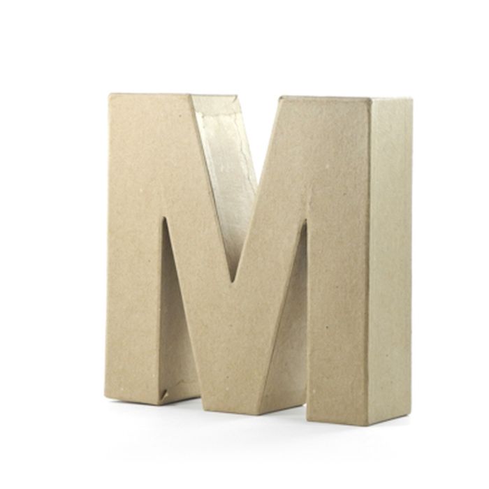 Pracht Creatives Hobby Papp-Buchstabe M | 10x3 cm | Pappbuchstaben zum Bemalen Basteln Dekorieren Pappmaché