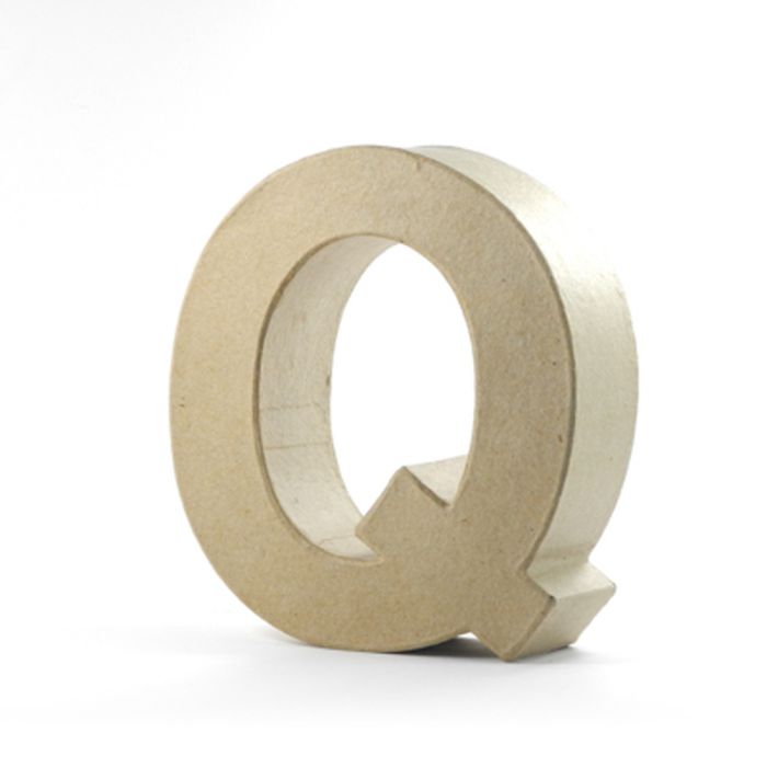 Pracht Creatives Hobby Papp-Buchstabe Q | 10x3 cm | Pappbuchstaben zum Bemalen Basteln Dekorieren Pappmaché