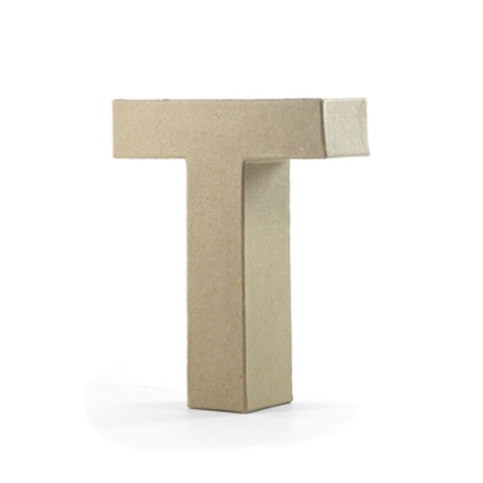 Pracht Creatives Hobby Papp-Buchstabe T | 10x3 cm | Pappbuchstaben zum Bemalen Basteln Dekorieren Pappmaché