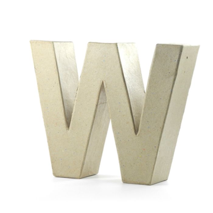 Pracht Creatives Hobby Papp-Buchstabe W | 10x3 cm | Pappbuchstaben zum Bemalen Basteln Dekorieren Pappmaché
