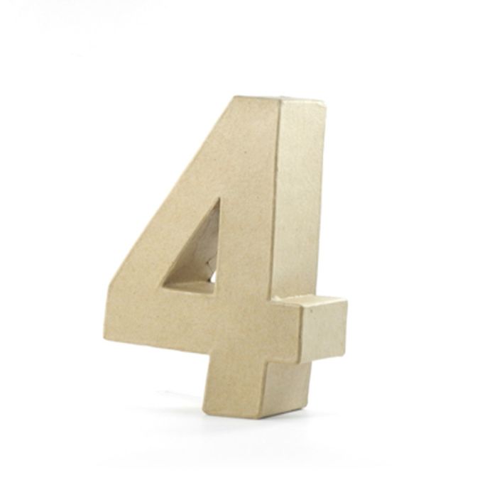 Pracht Creatives Hobby Papp-Zahl 4 | 10x3 cm | Pappbuchstaben zum Bemalen Basteln Dekorieren Pappmaché