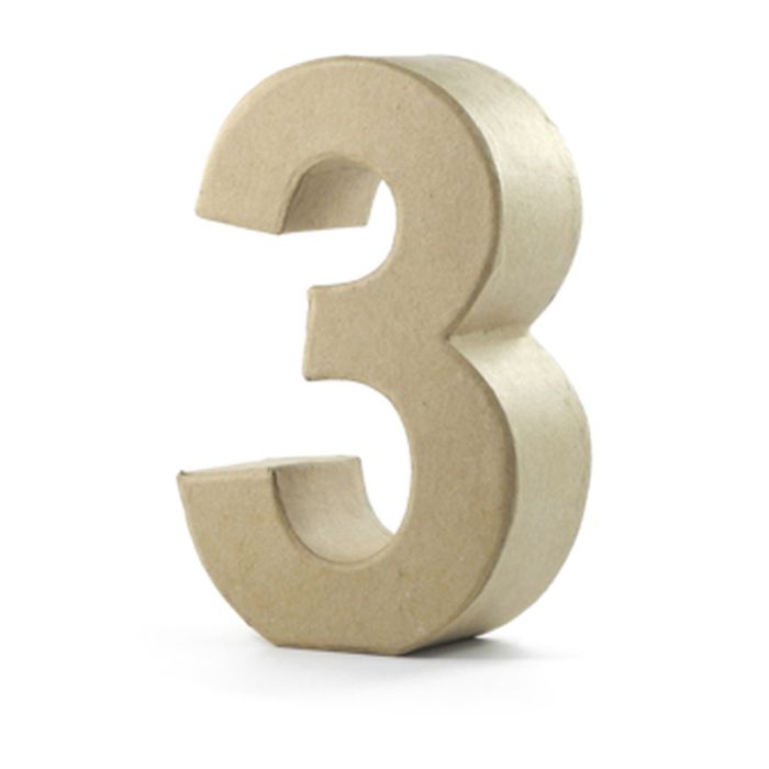 Papp-Zahl 3, 17,5x5,5 cm