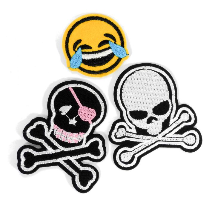 Sticker Smilie, 2x Totenkopf