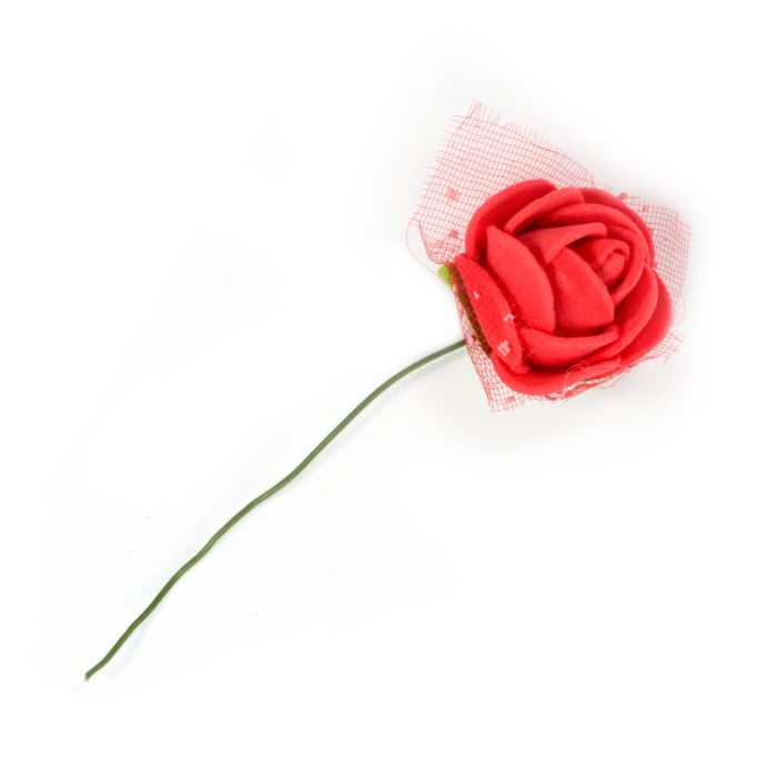 Rose mit Stiel 6 cm rot 2 cm 12 St 5139-20237 4016490848684  