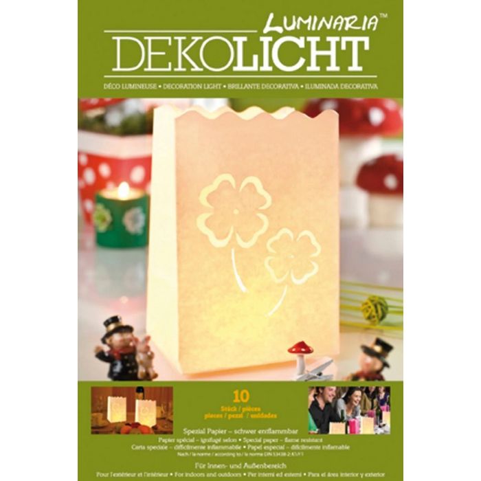 Luminaria Lichttüte Kleeblätter 10 Stück Candle Bag Deko Lichttüte, Windlicht, Love, Hochzeitsdeko, Stimmungslicht, Bild 1 von 3