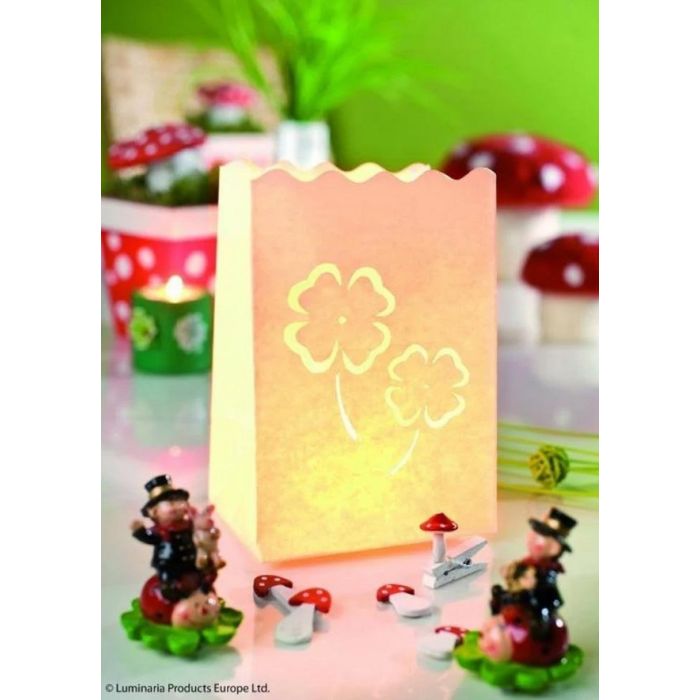 Luminaria Lichttüte Kleeblätter 10 Stück Candle Bag Deko Lichttüte, Windlicht, Love, Hochzeitsdeko, Stimmungslicht, Bild 2 von 3