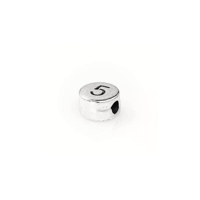 Metallperle Zahl 5 altplatinfb. 7 mm, Bild 1 von 2