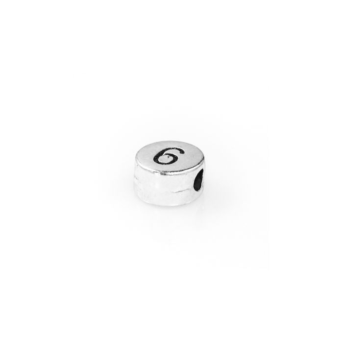 Metallperle Zahl 6 altplatinfb. 7 mm, Bild 1 von 2