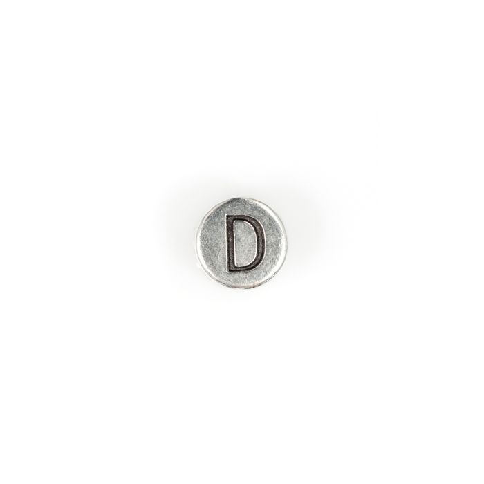 Metallperle Buchstabe D altplatinfb. 7 mm, Bild 2 von 2
