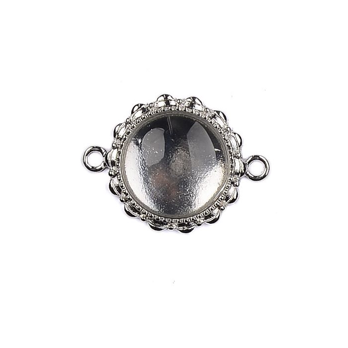 Metallanhänger rund mit Glas zum Kleben platinfb. ID 18 mm 1 Set 5368-20917 4016490818229  