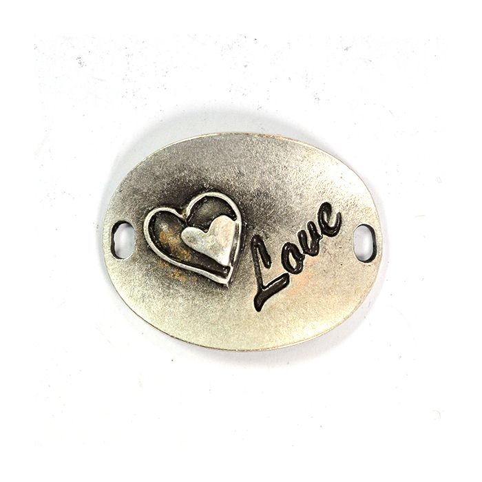 Metallzwischenteil LOVE altsilberfb. 36x27 mm Lochgröße 2,8 mm 6St 5411-01831 4016490833239  