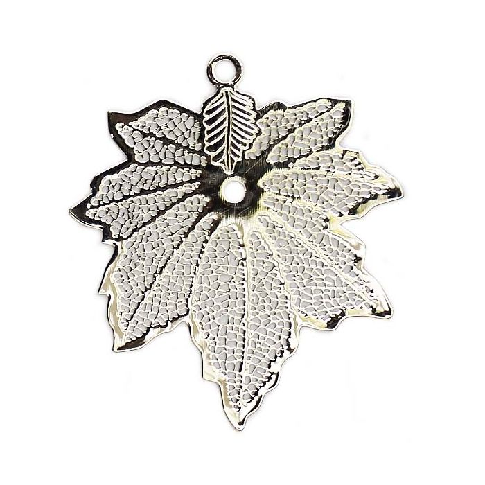 Metallanhänger Ahornblatt platinfb. 40x45 mm