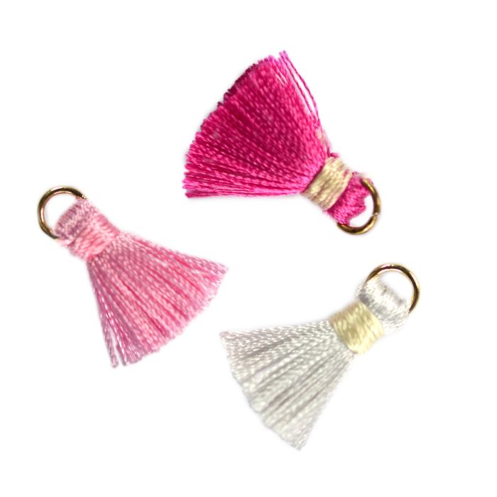Quaste mit Öse pink-rosa-weiß 20 mm 3 St 5521-20557 4016490848608  