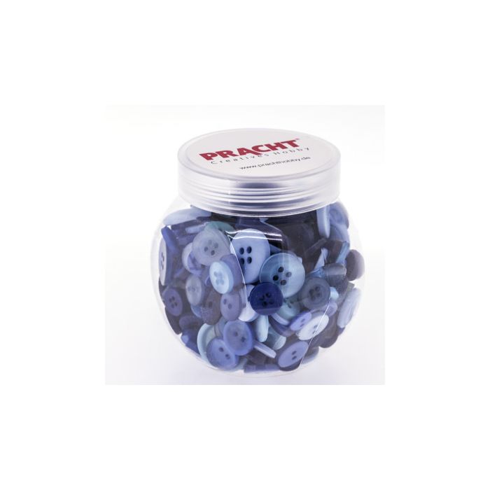 Knöpfemix in Dose mit Schraubdeckel blau ton 1 Stück = 100gr, Bild 1 von 3