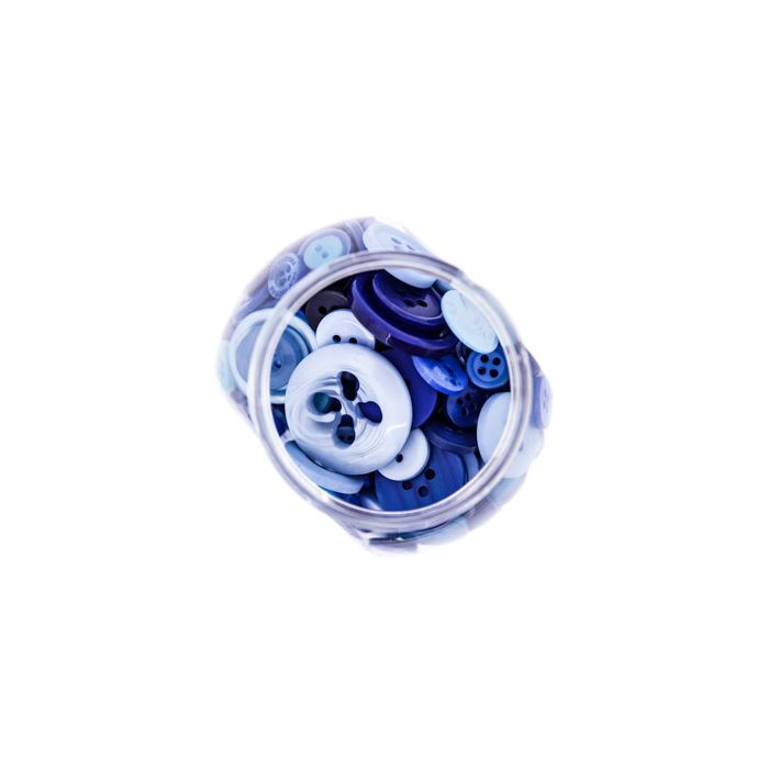 Knöpfemix in Dose mit Schraubdeckel blau ton 1 Stück = 100gr, Bild 2 von 3