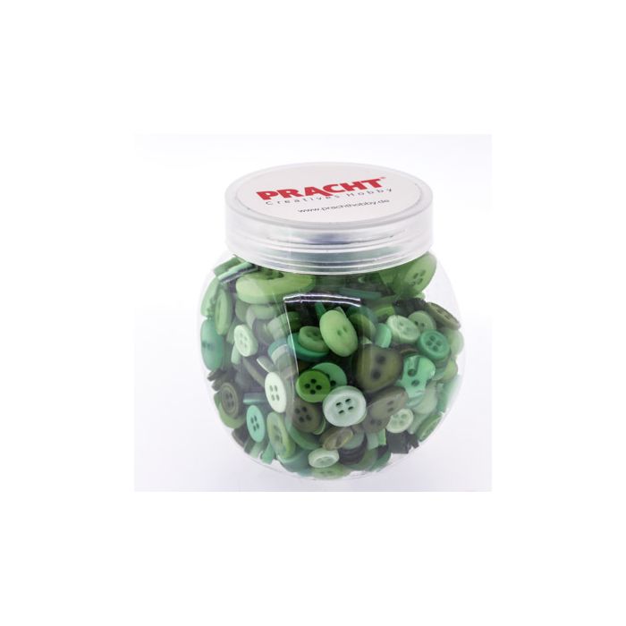 Knöpfemix in Dose mit Schraubdeckel grün ton 1 Stück = 100gr, Bild 1 von 3