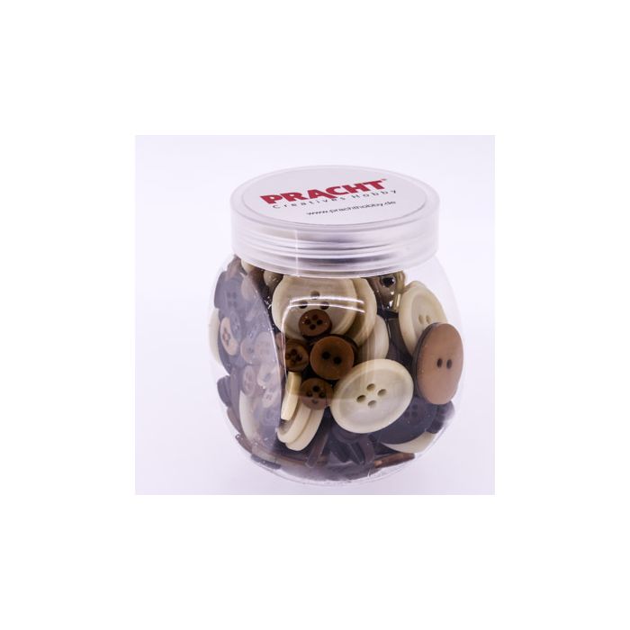 Knöpfemix in Dose mit Schraubdeckel natur braun ton 1St = 100gr 6St 5894-50541 4016490825906  