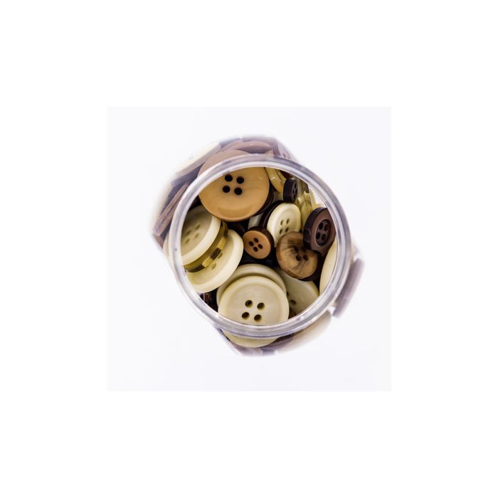 Knöpfemix in Dose mit Schraubdeckel natur braun ton 1St = 100gr 6St 5894-50541 4016490825906  