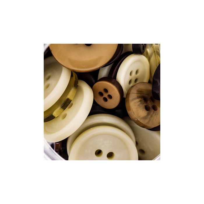 Knöpfemix in Dose mit Schraubdeckel natur braun ton 1St = 100gr 6St 5894-50541 4016490825906  
