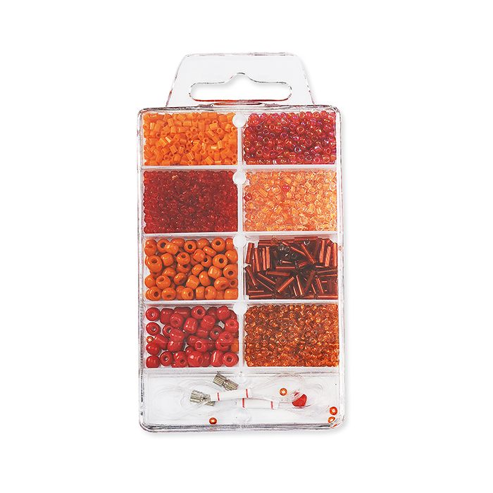 Perlenbox 9-Fächer orange ton 9,5x6 cm 1 Box = ca. 30gr 8St 5904-01071 4016490732938  